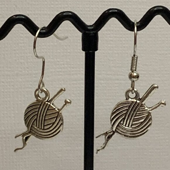 Yarn Earring, Knitting Earring, Sewing Earring, Crochet Earring, Silly Earring - Picture 5 of 5